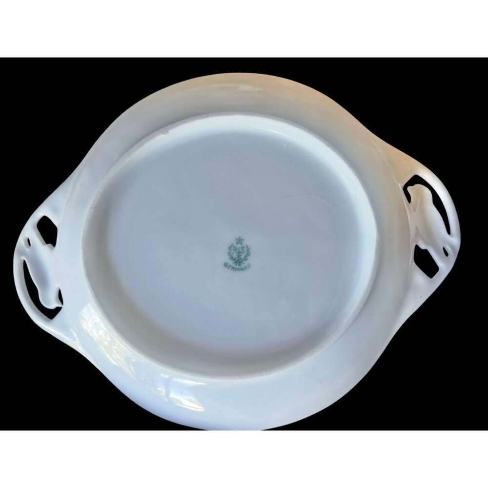 Reinhold Schlegelmilch Porcelain Plate Floral Bird Cut-Out Handles 8.5" x 6 1/8” - Picture 10 of 12